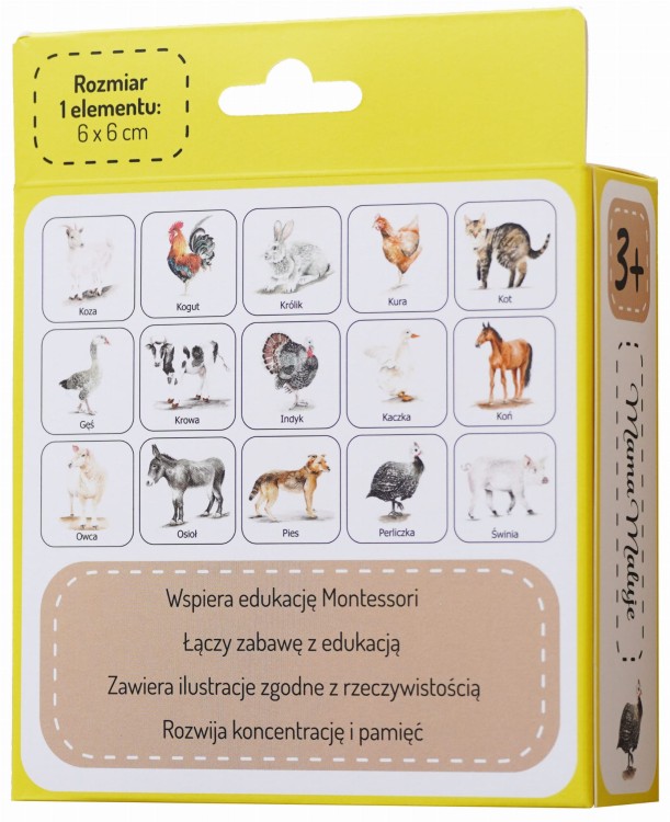Gra pamięciowa memo Zwierzęta wiejskie tył