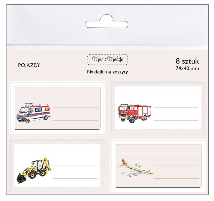Naklejki na zeszyty pojazdy przód
