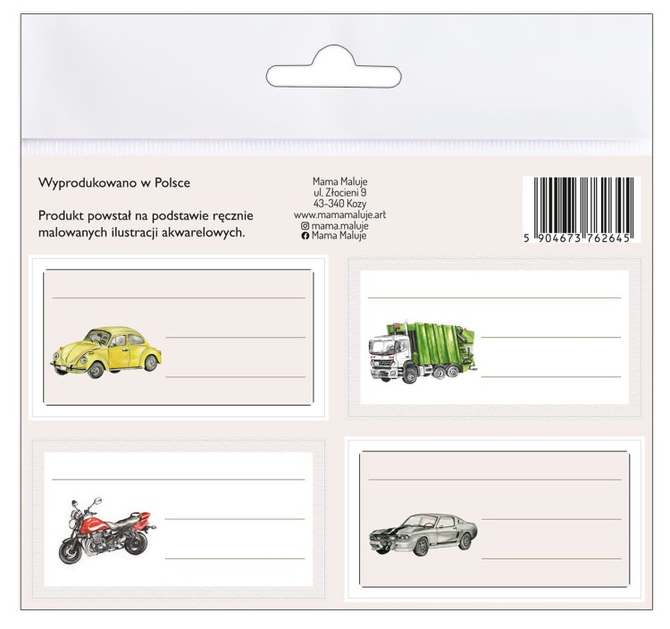 Naklejki na zeszyty pojazdy tył