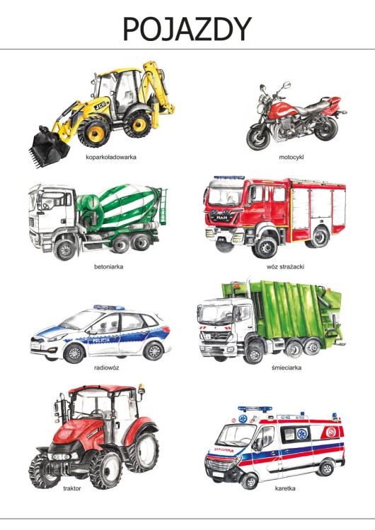 Plakat edukacyjny Pojazdy