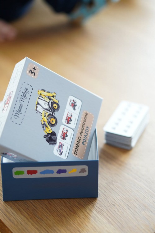 Gra dla dzieci Domino dwustronne Pojazdy pudełko